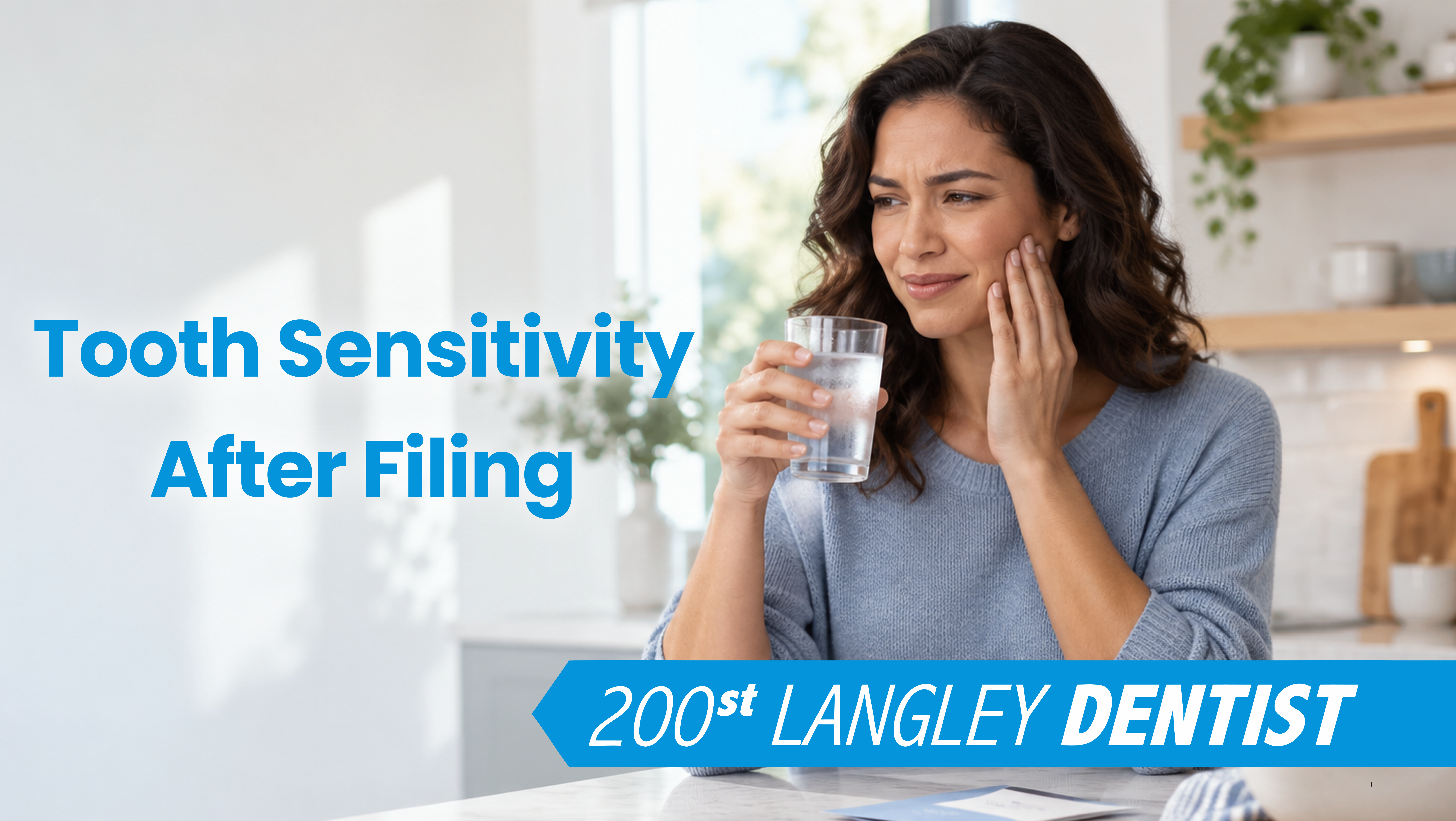 Patient experiencing tooth sensitivity after a dental filling while drinking cold water.